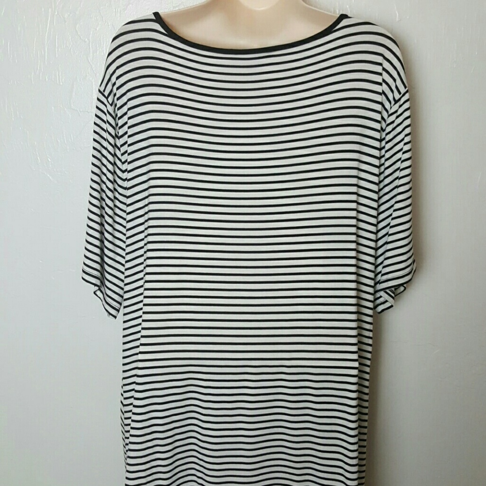 Cable & Gauge top tunic short sleeve stripes women size 3x - Picture 4 of 7
